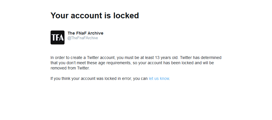 A screenshot of the account being locked.